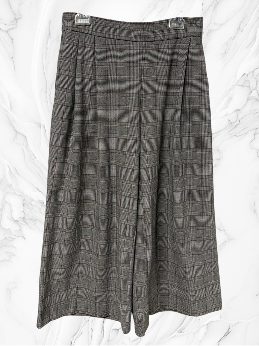 Wit & Wisdom Gray Plaid wide leg capri crop pants PM